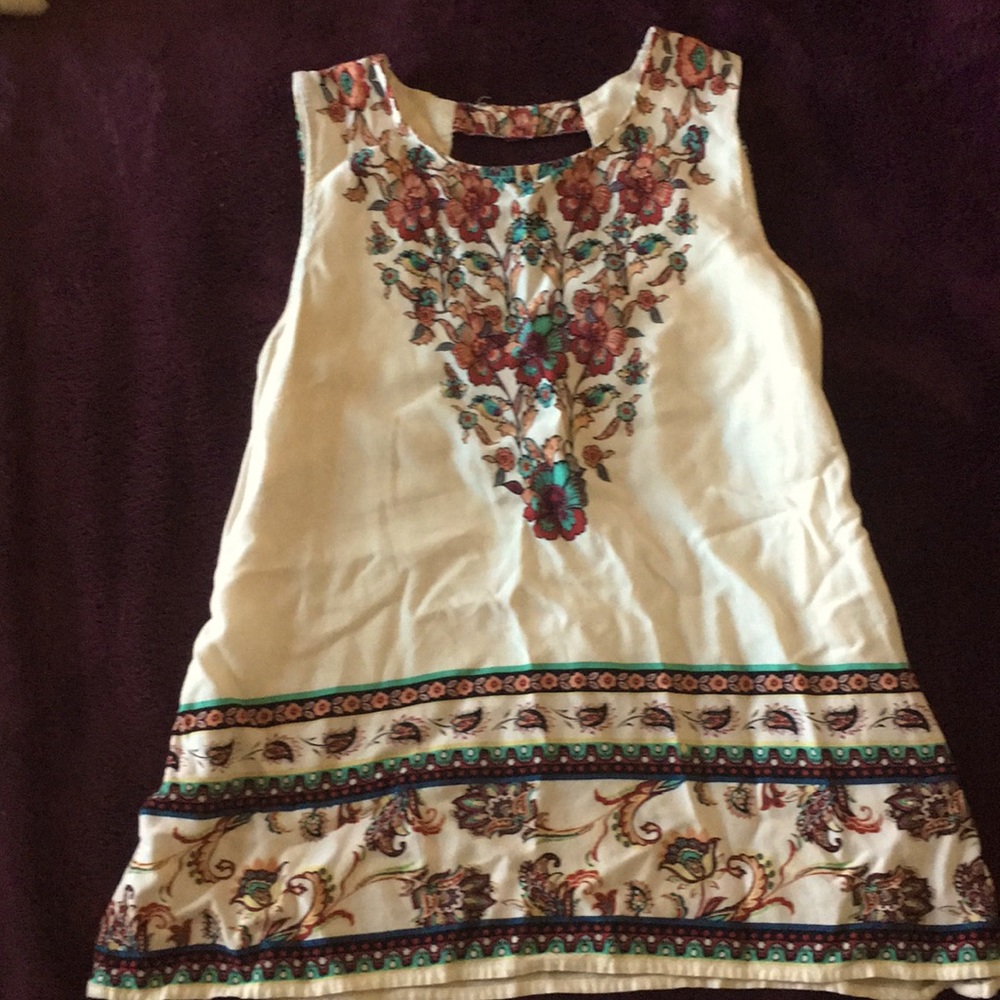 White Floral Tank Top